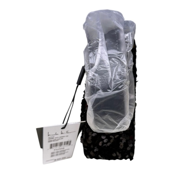 Nicole Miller Black Sequin Shoulder Bag Evening Purse - Picture 5 of 10